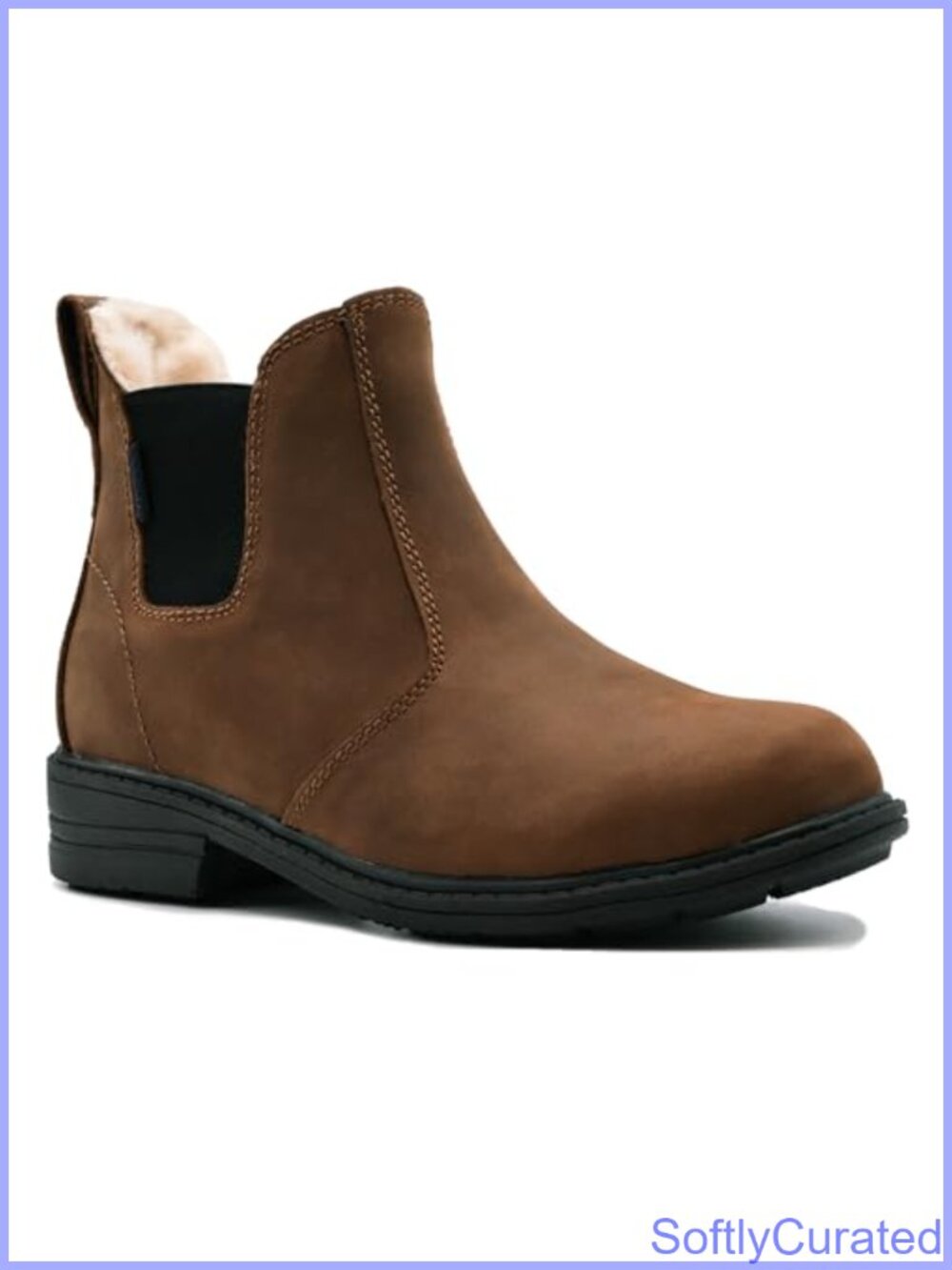 Waterproof Leather Wool Lined Chelsea Winter Boots Memory Foam